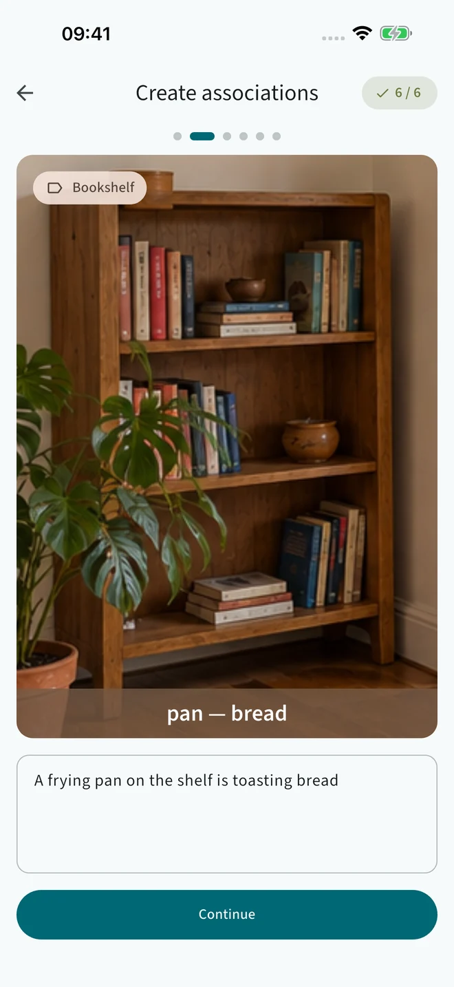 Writing a visual association on a bookshelf locus in Tvoryvo